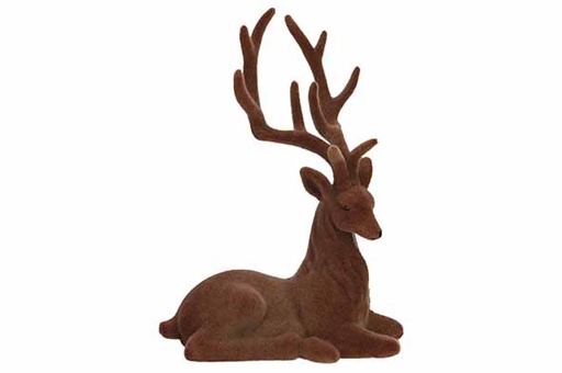 [566893] Cosy & Trendy | HERT FLOCKED BRUIN 16X10XH22CM KUNSTSTOF