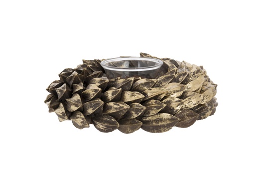 [566900] Cosy & Trendy | THEELICHTHOUDER LEAVES ANTIQUE GOUD D17X