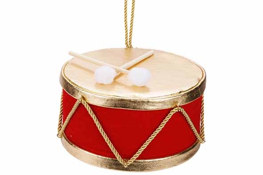 [566925] Cosy & Trendy | Hangfiguur Drum Gold Rood H13cm