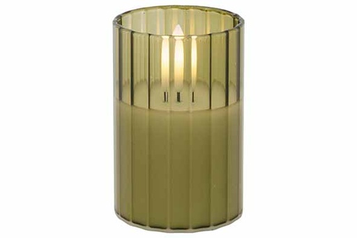 [566936] Cosy & Trendy | KAARS LED RIBBLE GROEN 5X5XH7,5CM GLAS