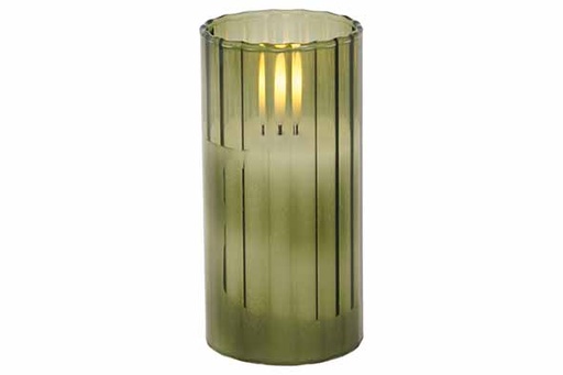 [566937] Cosy & Trendy | KAARS LED RIBBLE GROEN 5X5XH10CM GLAS