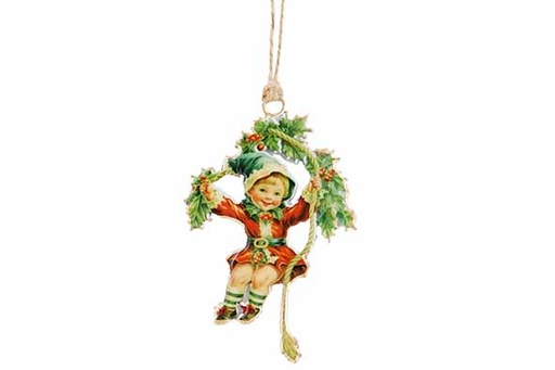 [566947] Cosy & Trendy | Hangfiguur Vintage Boy Rood/Groen H11cm