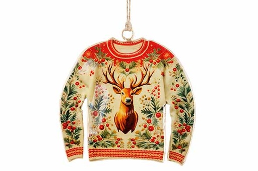 [566956] Cosy & Trendy | Hangfiguur Vintage Sweater Rood/Groen H10cm