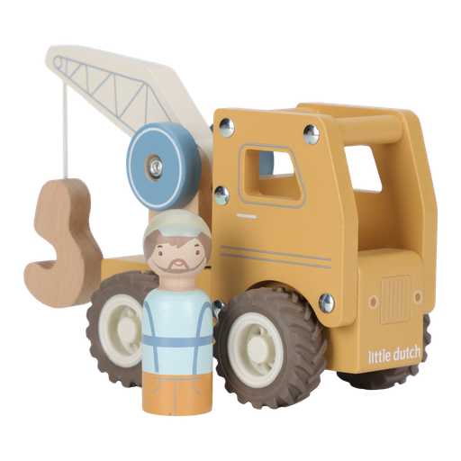 [566979] Little Dutch | Auto Kraanwagen Hout