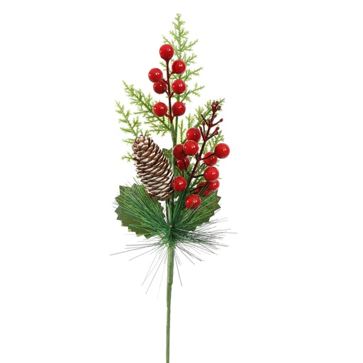[569269] Jasaco |  BERRY PINECONE PICK 40CM RED