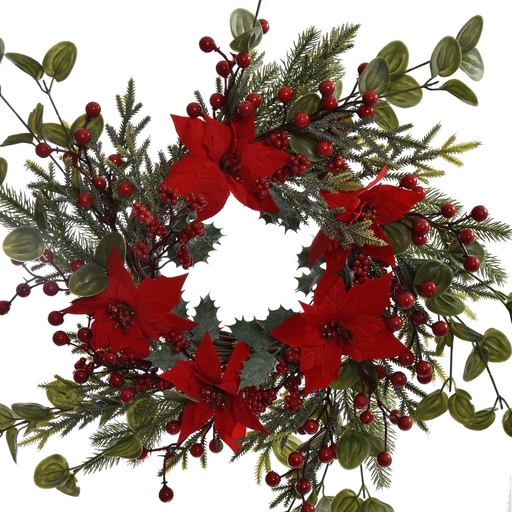 [569271] Jasaco |  LARGE POINSETTIA WREATH 50CM RED