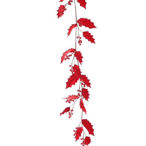[569275] Jasaco |  HOLLY LEAVES GARLAND 150CM RED