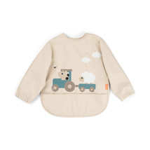 [570271] Done by Deer | Slabbetje Tiny Farm Sand Sleeved Pocket Bib met Mouwen Ecru
