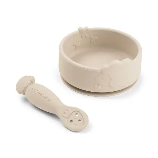 [570288] Done by Deer | Eetset Sheepy Stick&Stay Learing Meal Siliconen Ecru 2-delig