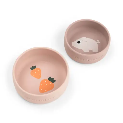 [570308] Done By Deer | Kom Pigee Bowl Set Siliconen Roze 2-pack