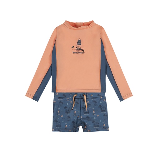 Dirkje | Outfit Boys Rock Zwemshirt/Zwemshort Coral