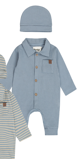 Dirkje | Outfit Boys Safari Trip Stripes Blue 2-delig