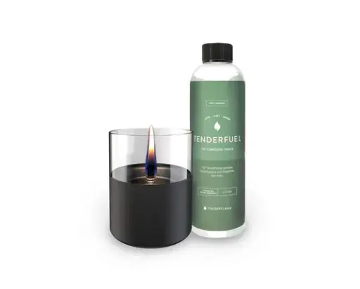 [571100] Tenderflame | Kaars Zwart + Tenderfuel Navulolie 500ml