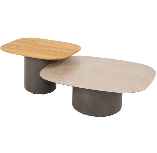 [571184] 4SO | Tuintafel Demi coffee table set of 2 terre 50X60 and 70X80 cm 