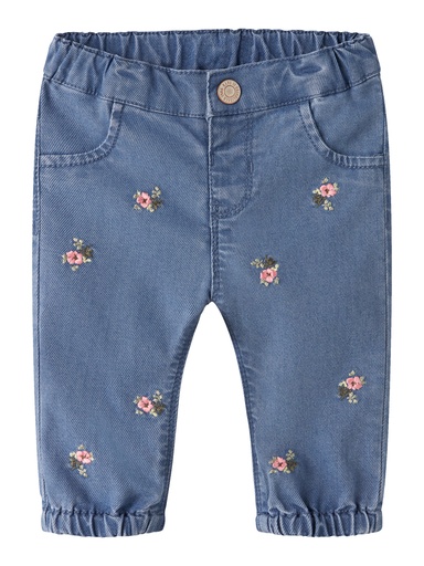 Name it | Broek Girls Nbfrose Flower Denim Medium Blue