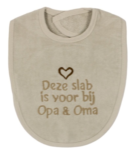 [575468] PetitVillain | Slabbetje Deze Slab Is Voor Bij Oma & Opa Zand 25x34cm