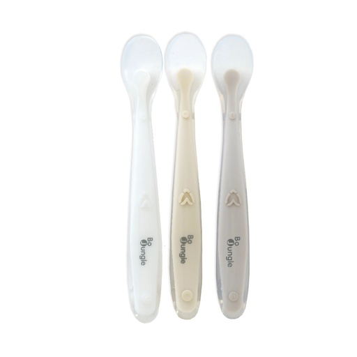 [575828] Bo Jungle | Lepel Soft Siliconen White/Dune/Terracotta  3-delig