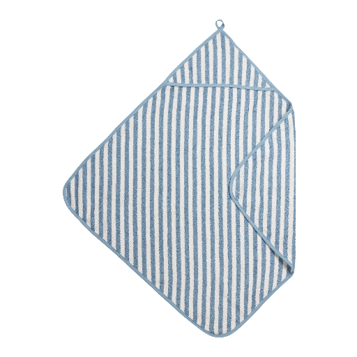 [578814] Meyco | Badcape Badstof Jacquard Fat Stripe Jeans Blue Blauw 75x75cm