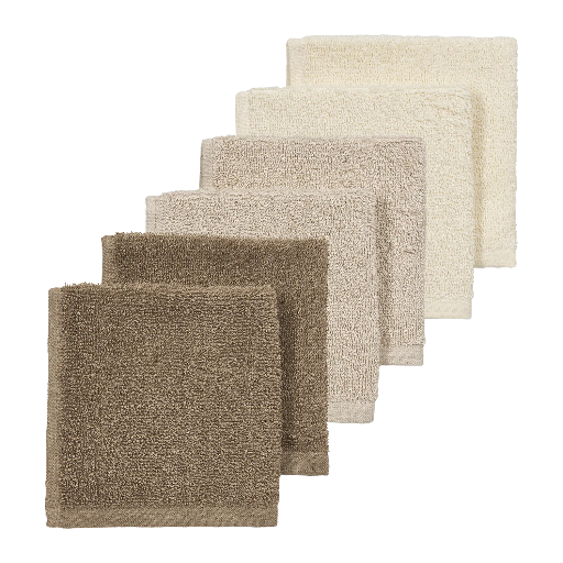 [578858] Meyco | Monddoekje Badstof Natural/Soft Sand/Taupe Bruin 30x30cm 6-pack 