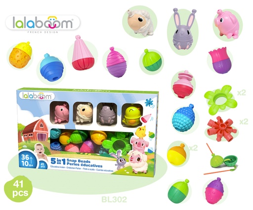 [579017] Lalaboom | Educatief Speelgoed Boerderij 4 Dieren 41pcs