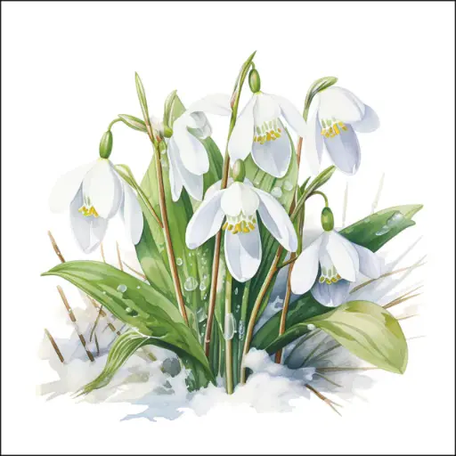 [579039] Ambiente | Servetten Blooming Snowdrops 3-laags 100%FSC 25x25cm 20-pack