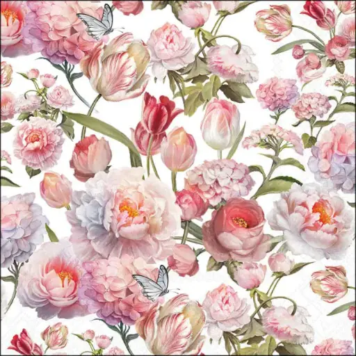 [579106] Ambiente | Servetten Roses And Tulips 3-laags 100%FSC 33x33cm 20-pack