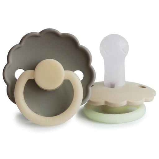 [579357] Frigg | Fopspeen Daisy Night Portobello/Croissant Siliconen Speen T2 6-18m 2-pack  