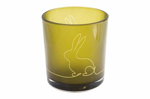 [579564] Cosy & Trendy | Theelichthouder Rabbit Glas Groen Ø7x8cm