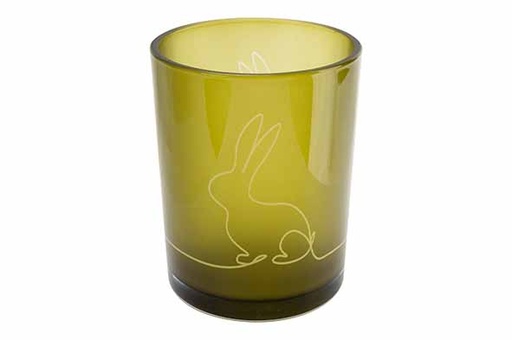 [579565] Cosy & Trendy | Theelichthouder Rabbit Glas Groen Ø10x12,5cm