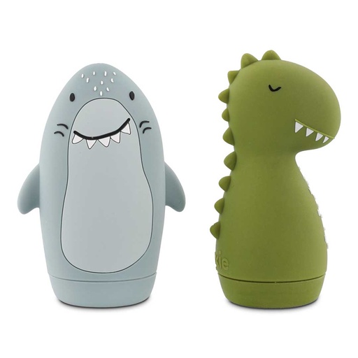 [580034] Trixie | Badspeelgoed Mr. Shark & Mr. Dino Sproeiende Dieren Grijs/Groen 2-delig 