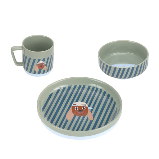 [580512] Laessig | Eetset Tiny Team Dog Dish Set Porcelain/Silicone 3-delig