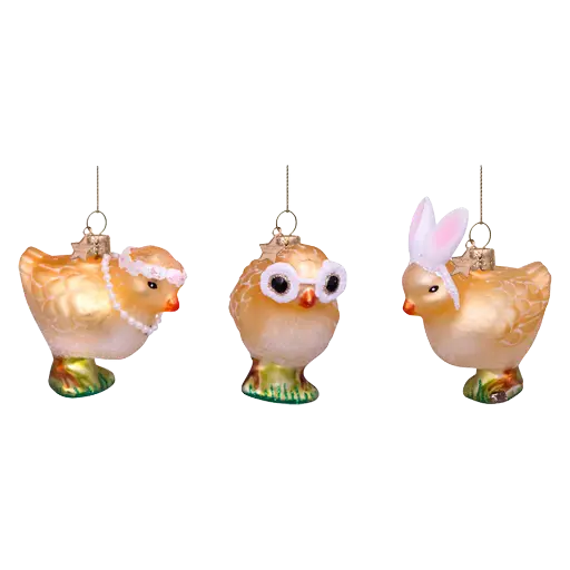 [580623] Vondels | Hangfiguur Chicks Easter Glas H6cm 3-pack