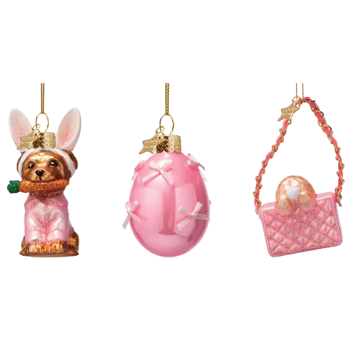[580625] Vondels | Hangfiguur Bunny Makeover Easter Glas H7,7cm 3-pack