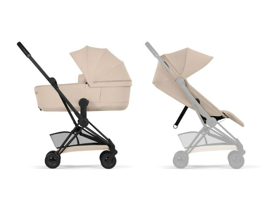[580820] Cybex | Buggy Coÿa Comfort Set Frame Matt Black/Plooibare Draagmand/Zitbekleding Cozy Beige