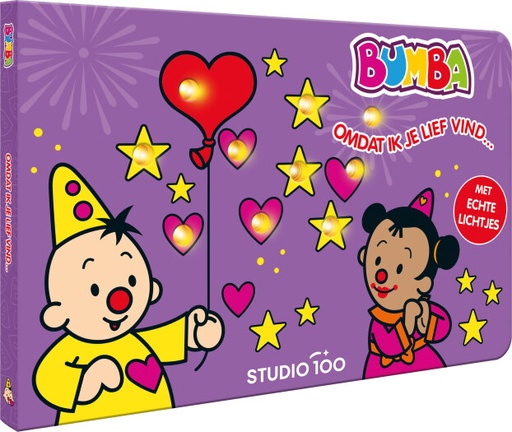 [580908] Bumba | Boek "Omdat ik je lief vind..." met Lichtjes Karton