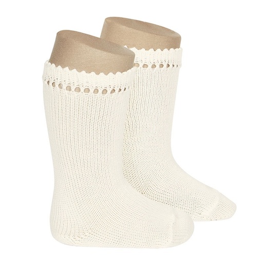 Condor | Kniekousen Perle Cotton Knee-High Socks with Openwork Cuff