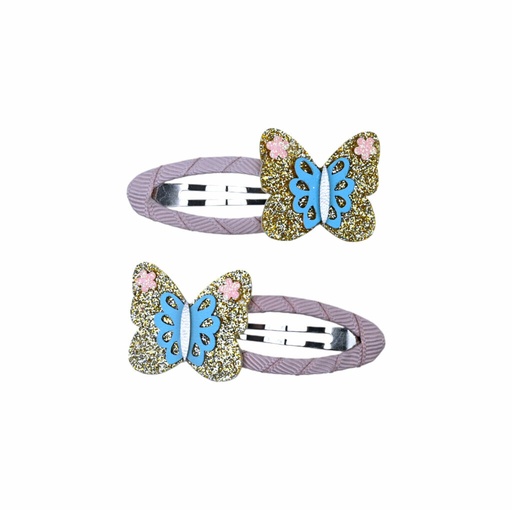 [582323] Busy Lizzie | Haarspeld Barrette Butterfly Blauw/Goud 2-pack