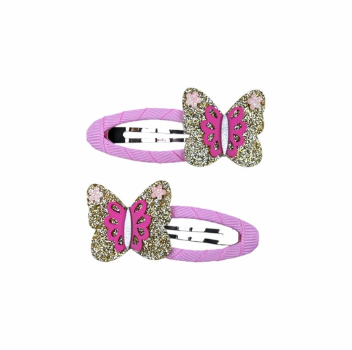 [582324] Busy Lizzie | Haarspeld Barrette Butterfly Roze/Goud 2-pack