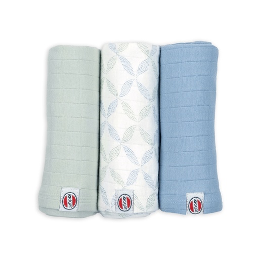 [585005] Lodger | Tetra Doek Matcha Hydrofiel Peppermint Groen/Blauw 70x70cm 3-pack