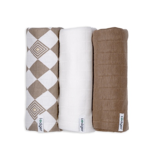 [585006] Lodger | Tetra Doek Matcha Hydrofiel Buffalo Bruin 70x70cm 3-pack