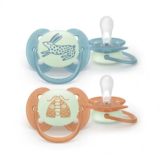 [585444] Avent | Fopspeen Ultra Soft Night Blauw/Oranje +18m