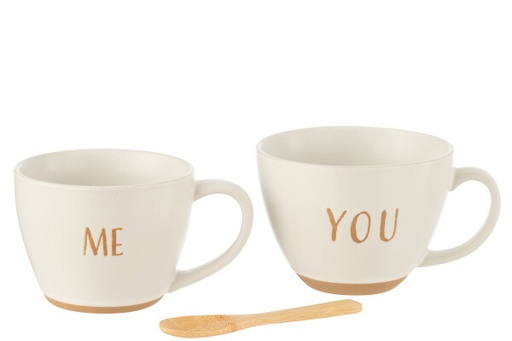 [586747] J-Line | Giftset Koffietas 2 Tassen Keramiek Wit
