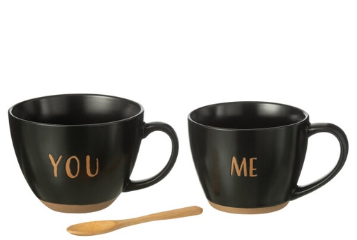 [586748] J-Line | Giftset Koffietas 2 Tassen Keramiek Zwart