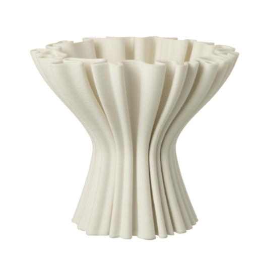 [586785] J-Line | Vaas 3D Print Onregelmatig Steengoed Wit 25,5x25,5x21,5cm