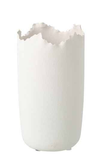 [586878] J-Line | Vaas Onregelmatig Klei Wit Ø21x37,5cm