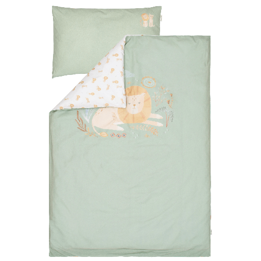 [587629] Little Dutch | Donsovertrek Safari Friends Safari Leo Groen 140x200cm