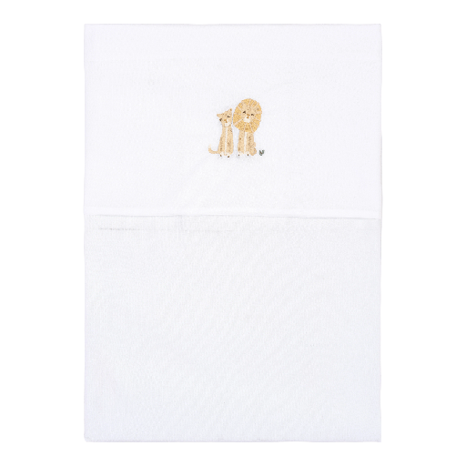 [587743] Little Dutch | Laken Wieg Safari Friends Leeuw Wit 70x100cm