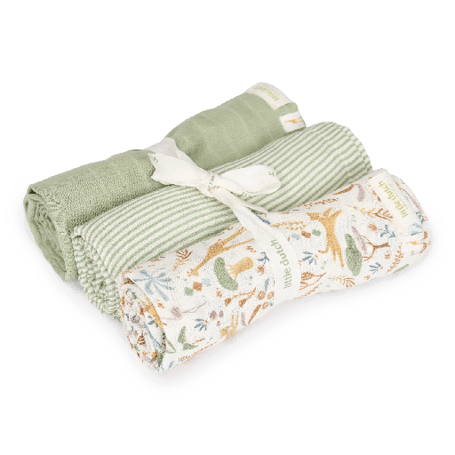 [587749] Little Dutch | Tetra Doek Safari Friends Safari Wonders Groen 70x70cm 3-pack