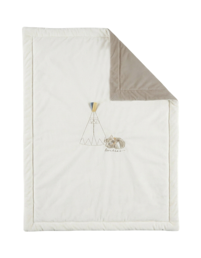 [591922] Noukies | Deken Raku, Lino en Pico Veloudoux® Wit/Bruin 75x100cm