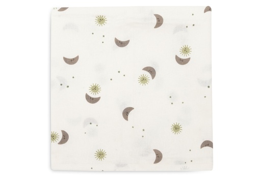 [592284] Jollein | Laken Wieg Over the Moon Ecru/Groen 75x100cm 